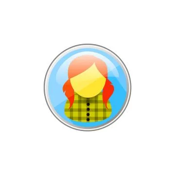 Round vector girls user icon in a green plaid shirt Stock Illustration