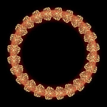 Round vector golden heavy thick frame on a dark background for your design. Stock Illustration
