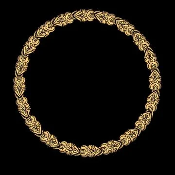 Round vector golden heavy thick frame on a dark background for your design. Stock Illustration
