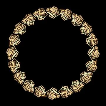 Round vector golden heavy thick frame on a dark background for your design. Stock Illustration