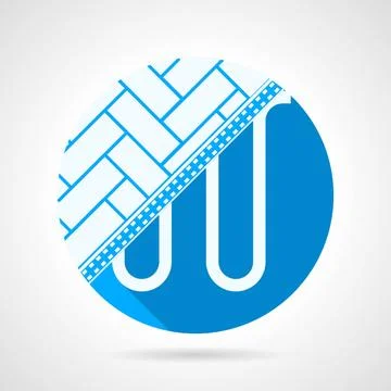 Round vector icon for heated floor Single blue flat vector icon with white... 写真素材