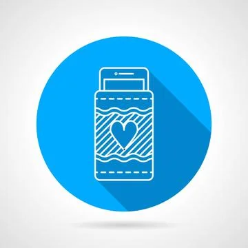 Round vector icon for phone case Single blue flat vector icon with white c... 스톡 사진