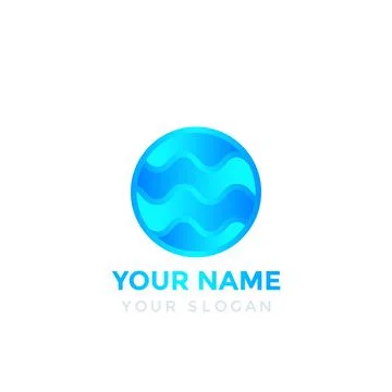 Round vector logo with blue waves Stock Illustration