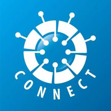 Round vector logo chip network Illustrazione stock