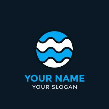Round vector logo with waves Stock Illustration