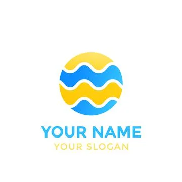 Round vector logo with waves on white Stock Illustration