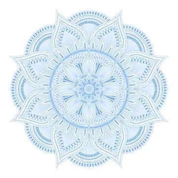 Round vector mandala in doodle style on a white background. Illustrazione stock