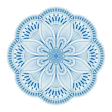 Round vector mandala in doodle style on a white background. Stock Illustration