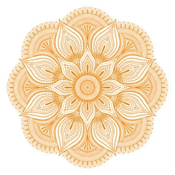 Round vector mandala in doodle style on a white background. Stock Illustration