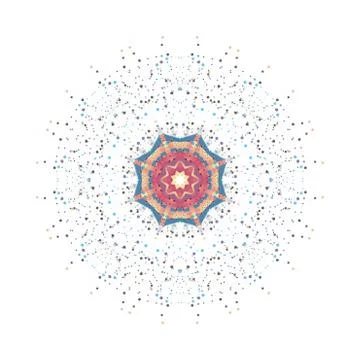 Round vector shape, molecular construction with connected lines and dots イラスト素材