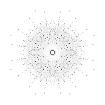 Round vector shape, molecular construction with connected lines and dots イラスト素材
