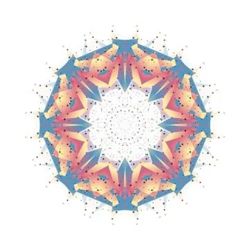 Round vector shape, molecular construction with connected lines and dots イラスト素材