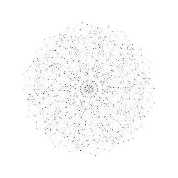 Round vector shape, molecular construction with connected lines and dots イラスト素材