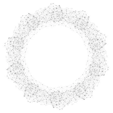 Round vector shape, molecular construction with connected lines and dots イラスト素材