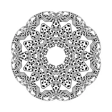 Round vector shape, technical construction with connected lines and dots Stockillustratie