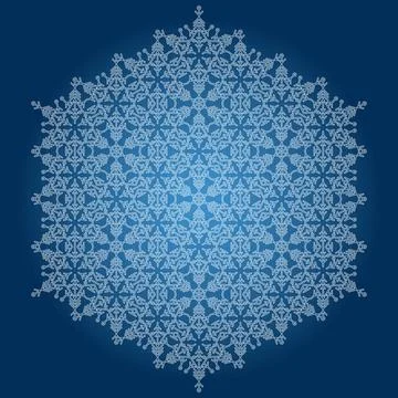 Round Vector Snowflake With Abstract Winter Ornament Stock Illustration