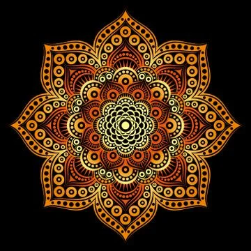 Round vector symmetric mandala. Stock Illustration