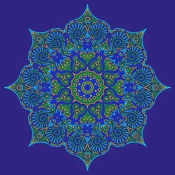 Round vector symmetric mandala. Stock Illustration