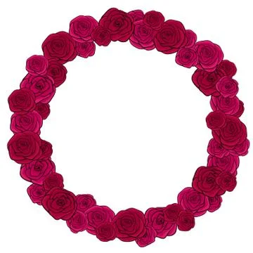 Round vector wreath of red bright roses Stock Illustration