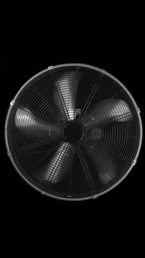 Round ventilation fan spinning in darkness Stock Footage 345006244