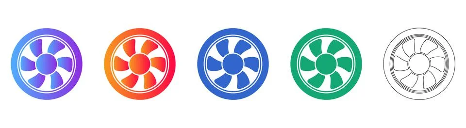 Round Ventilation Fan Vector Icons Stock Illustration