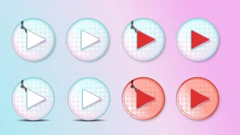 Round Video Play Button Candy Color Illustrazione stock