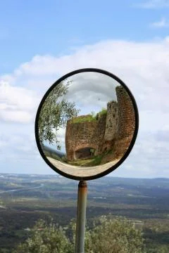 Round view mirror in evoramonte Stock Photos