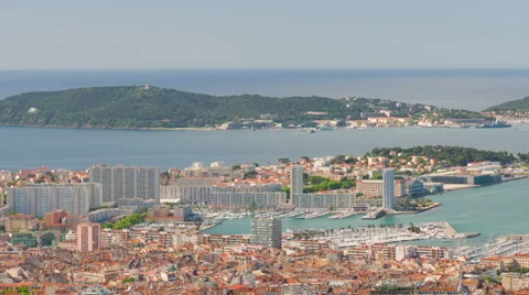Round view of Toulon city in a spring day Stock Footage 59084251
