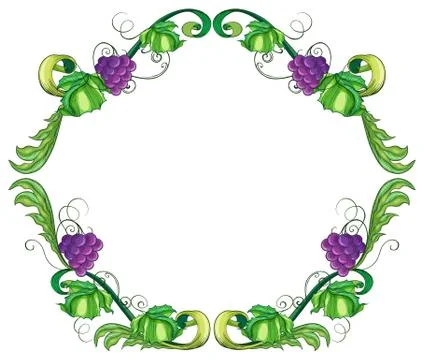 A round vine fruit border Stock Illustration