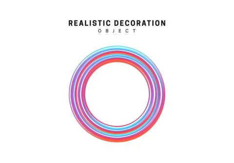 Round vintage frame Realistic shape 3d objects with gradient holographic colo Illustrazione stock