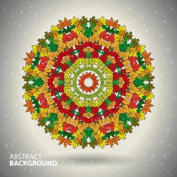 Round vintage seamless pattern of colored maple leaves Illustrazione stock