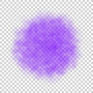 Round violet smoke cloud on transparent background with soft edges Stock Illustration