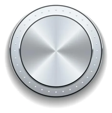 Round volume control. Silver metal switcher element Illustrazione stock