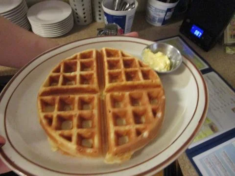 Round waffle for breakfast Stock Photos