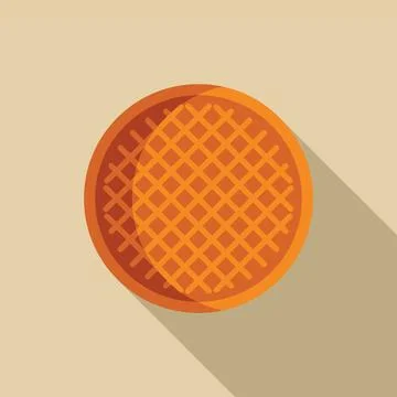 Round waffle casting long shadow on solid background Illustrazione stock