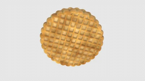 Round Waffle Cookie 3D Render with Alpha Channel Rotating Stock Footage 348318881