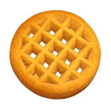 Round waffle cookie with a grid pattern on transparent background Stock Photos