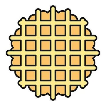 Round waffle icon representing breakfast food Illustrazione stock