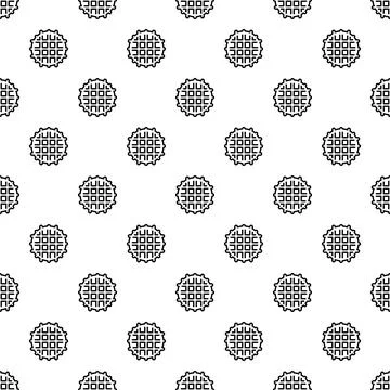 Round waffle outline pattern on white background 스톡 일러스트