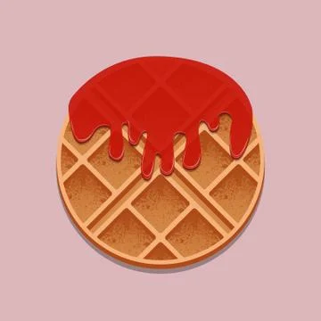 Round Waffles in jam. A realistic texture of the products 스톡 일러스트