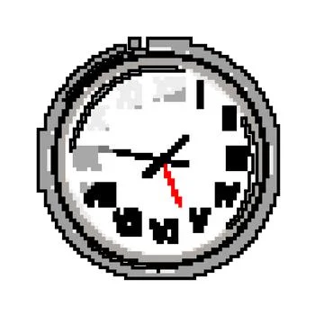 Round wall clock game pixel art vector illustration Stock Illustration
