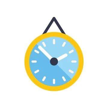 Round wall clock hanging, showing time passing by Stock Illustration