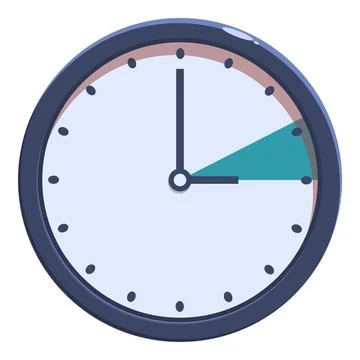 Round wall clock showing almost half past twelve time Stock Illustration
