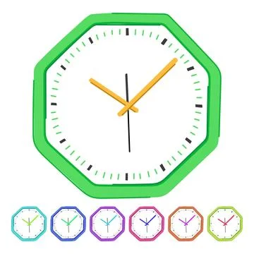 Round wall clock vector cartoon graphic Illustrazione stock