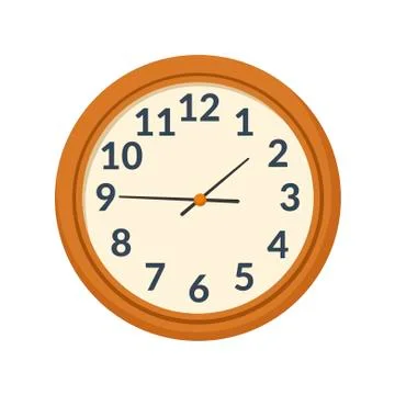 Round wall clock on white background. Vector illustration in trendy flat style Stock Illustration