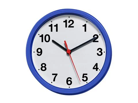 Round wall clock on white background 库存照片