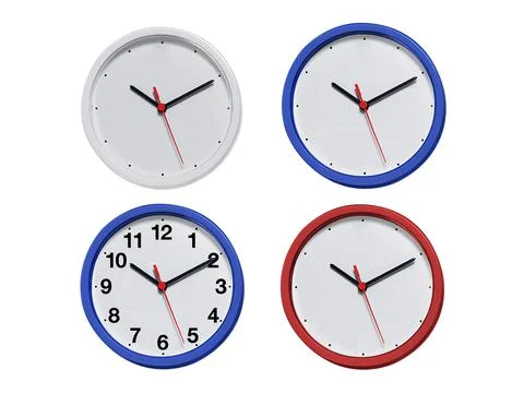 Round wall clock on white background Stock Photos