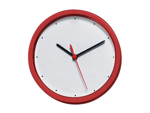 Round wall clock on white background 库存照片