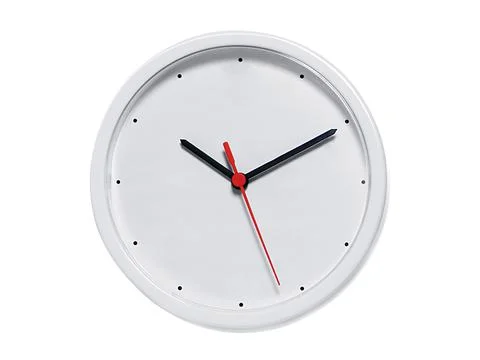 Round wall clock on white background 库存照片