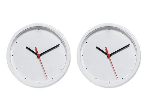 Round wall clock on white background 写真素材